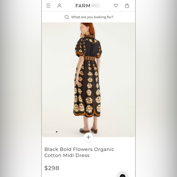 Farm Rio: Black Bold Flowers Organic Cotton Midi Dress - Picture 13 of 13
